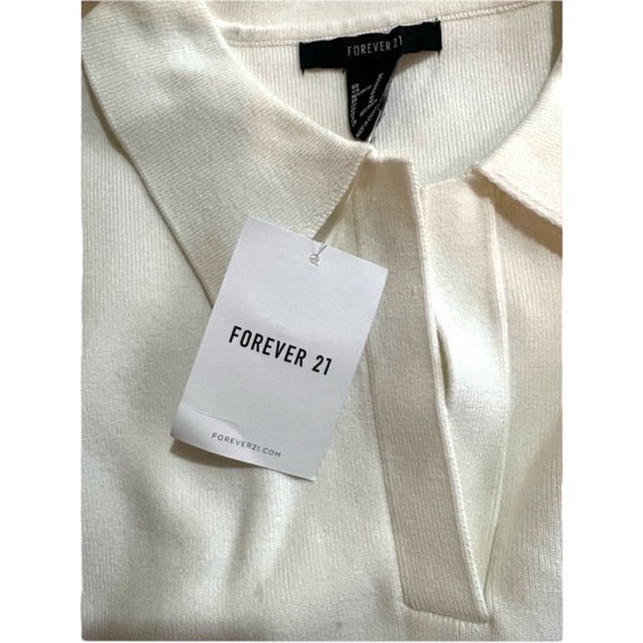 Forever 21 Sleeveless Sweater-Knit Crop Top ivory cream medium M vest NWT - Picture 7 of 10